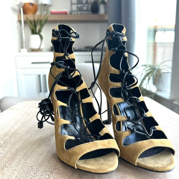 Pierre Hardy Lace-Up Suede Heels, Size 37, Unworn, Handmade in Italy - Picture 9 of 9